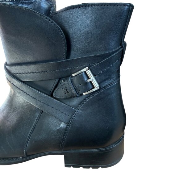 Clarks Cheshuntbe GTX black leather waterproof ankle biker boots size zip 6 1/2 - Picture 6 of 11